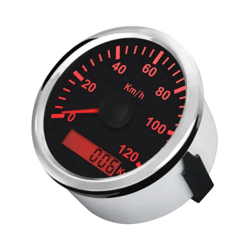 Miniatura 3 de ELING Impermeable KM GPS velocímetro odómetro 120KM/H para coche motocicleta tractor camión con retroiluminación 3.346 in 12V/24V Negro y acero