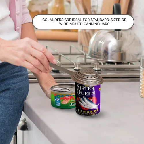 Miniatura 7 de Colador de latas multiusos de acero inoxidable – Colador universal de acero inoxidable de grado alimenticio con asa para latas pequeñas y grandes