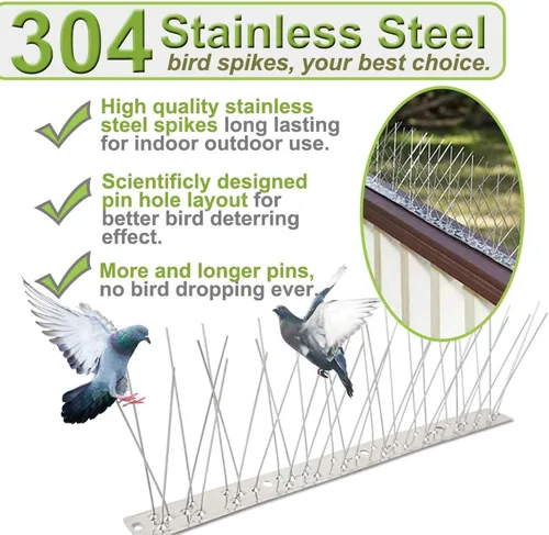 Miniatura 3 de Paquete de 56 picos de acero inoxidable para palomas y pájaros pequeños, para uso al aire libre, tiras de prevención de aves para cerca, cuervos