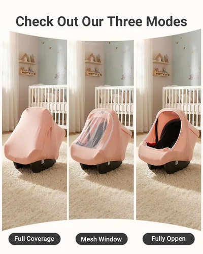 Miniatura 4 de Metplus Funda para Asiento de Carro de Bebé 2 en 1, Funda de Uso Múltiple para Toldo de Asiento de Carro de Bebé con Sombrilla de Privacidad, Rosa