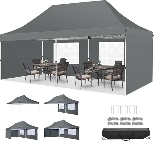 Miniatura 19 de COBIZI Canopy Tienda de campaña desplegable de 10 x 20 pies con 6 paredes laterales, toldo comercial impermeable, glorieta instantánea