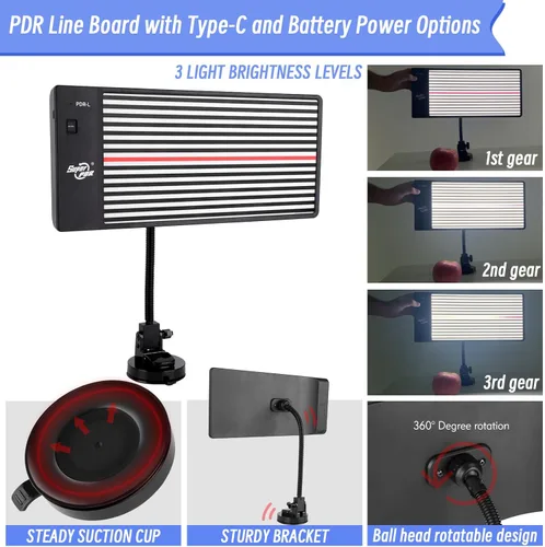 Miniatura 3 de Super PDR Tabla de Luz PDR Luz de Línea de Abolladura Tabla de Línea LED Luz PDR USB Alimentada por Batería, Tabla de Reflexión Luz de Reparación
