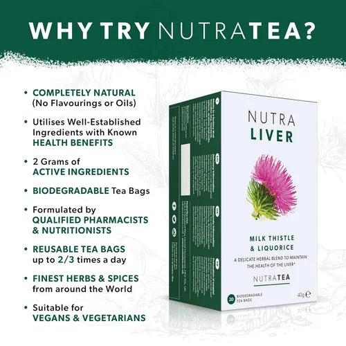 Miniatura 4 de NUTRALIVER - Té desintoxicante del hígado Té de limpieza del hígado – Para limpieza del hígado y apoyo del hígado – Incluye cardo mariano, cúrcuma