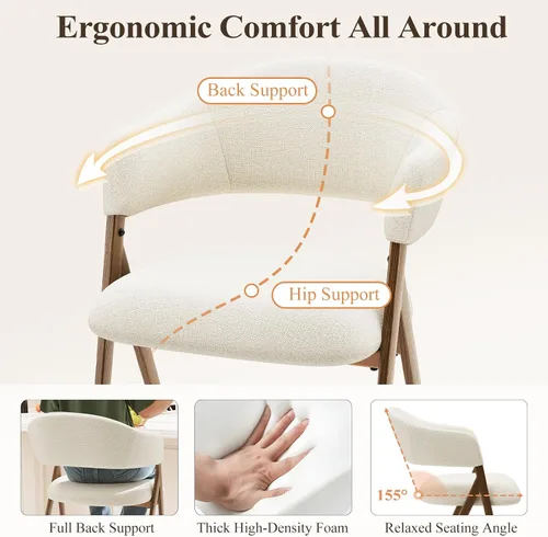 Miniatura 4 de COLAMY Juego de 2 taburetes de bar de 26 pulgadas de altura de mostrador con respaldo, sillas de bar tapizadas modernas con patas de metal para Beige