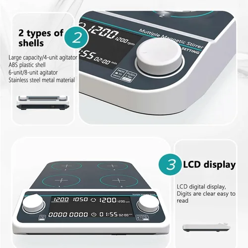 Miniatura 4 de 6P,Magnetic Stirrer with LED Display, Heated Magnetic Stirring Plate Laboratory Stirrer, Suitable for Research and School Laboratories