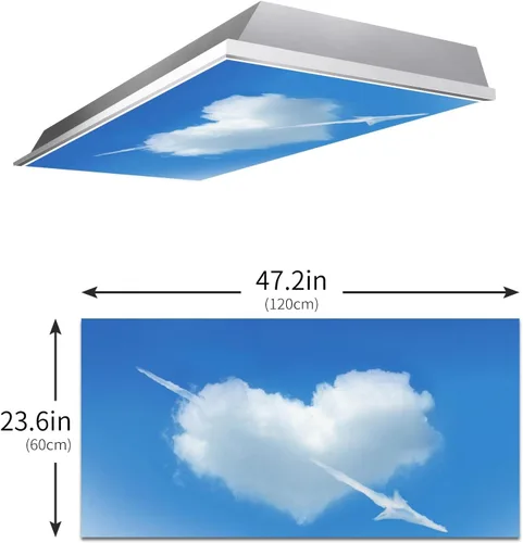Miniatura 3 de Cubiertas de luz fluorescente para decoración de aula, cocina, oficina, azul cielo claro, flecha de corazón blanco, elimina el deslumbramiento