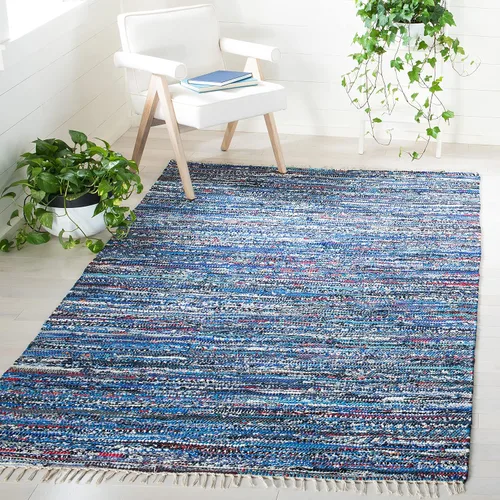 Miniatura 21 de SAFAVIEH Rag Rug Collection - Alfombra decorativa de 2 x 3 pies, color gris, hecha a mano, de algodón a rayas, ideal para zonas de alto tráfico
