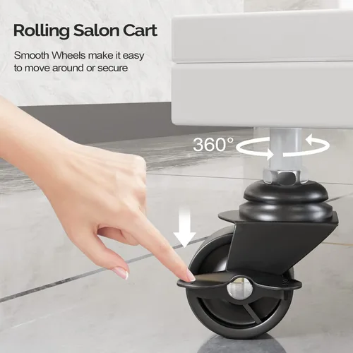 Miniatura 6 de Carrito de Esteticista con Ruedas, Carrito Rodante Utilitario para Salón, Organizador de Almacenamiento Móvil Blanco para Spa de Belleza