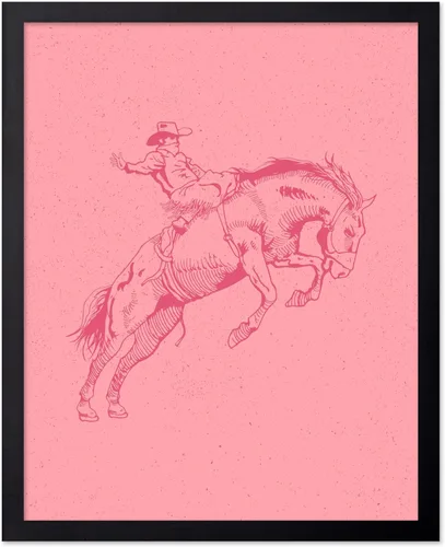 Miniatura 96 de Poster Master Póster de Rodeo marrón – Estampado retro de vaquero sobre caballo – Arte de vaquero – Arte occidental – Arte del salvaje oeste