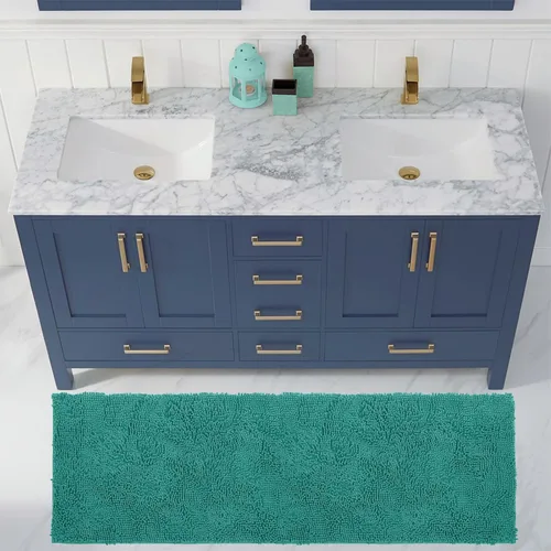 Miniatura 174 de LuxUrux Tapete de microfibra afelpada, de felpilla extrasuave, pelo largo de 1 pulgada, muy absorbente, para baño o ducha, lavar y secar a máquina