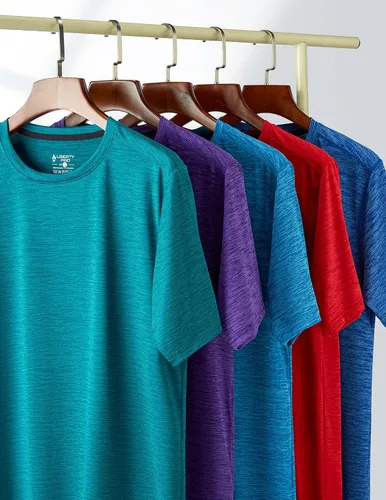 Miniatura 2 de Paquete de 5 camisetas de manga corta, con cuello redondo y de secado rápido para hombre, camisetas deportivas para correr, entrenar o ir al gimnasio