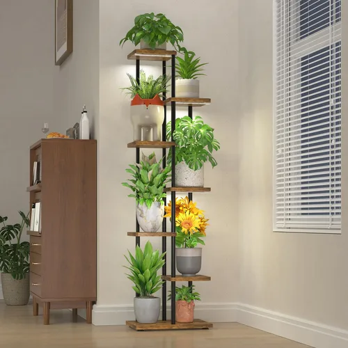 Miniatura 10 de LASZOLA Soporte Negro de Madera de 5 Niveles para Plantas de Interior para Macetas Más Grandes de Servicio Pesado, Estantes Verticales Resistentes