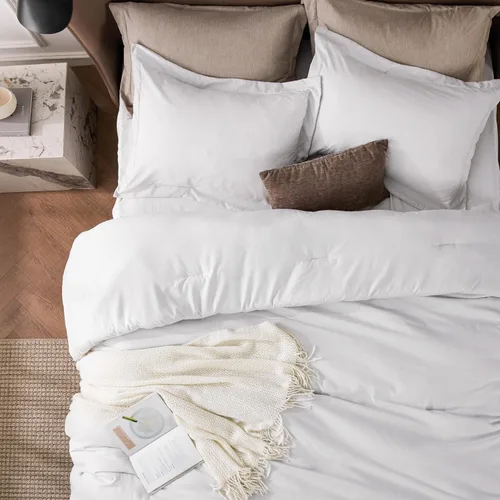 Miniatura 130 de Bedsure Juego de edredón Twin/Twin XL, ropa de cama suave beige para todas las estaciones, juego de cama teñido catiónico, 2 piezas, 1 edredón