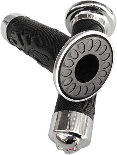 Miniatura 4 de Puños de 7/8 pulgadas WATERCRAFTS Flame Gel Style Thinner Wall Skull NEGRO [P/N: XH4071-NEGRO]
