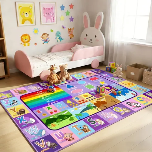Miniatura 21 de Alfombra infantil para sala de juegos, dormitorio, 2.5 x 4 pies, alfombra educativa ABC para aula, guardería, alfombra antideslizante de aprendizaje