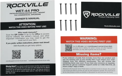 Miniatura 8 de Rockville WET-44 PRO Altavoces duales de montaje en pared de 4 pulgadas y 70 V, negro, giratorio de 4 vías, IPX55 para interiores y exteriores