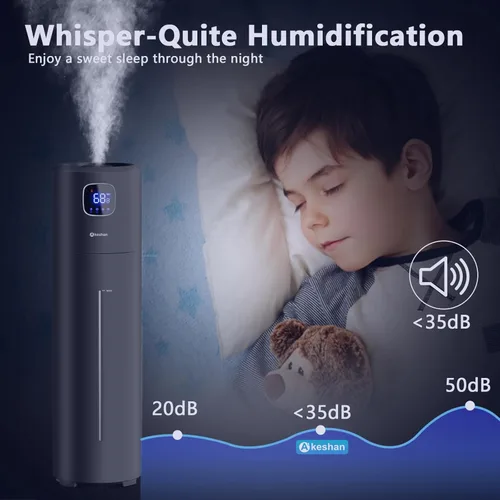 Miniatura 7 de Akeshan Humidificadores Grandes para Dormitorio, 9L/2.5Gal Ultrasónico de Niebla Fría, Relleno Superior Fácil de Limpiar con Velocidad de Niebla