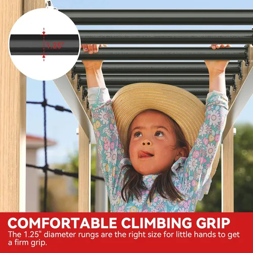Miniatura 3 de Kit de Barras de Mono de 16.5 Pulgadas Peldaños de Escalera de Patio de Juegos para Patio Trasero Interior Exterior Niños Barras de Metal Juego