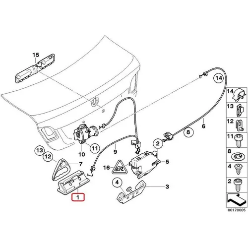 Miniatura 6 de MOCW Interruptor de liberación del mango del maletero de maletero para BMW 1 3 5 Series X6 X5 X1 E60 E90 E91 E92 E93 E70 E71 Reemplazar 51247118158