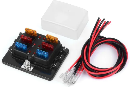 Miniatura 4 de DC 12 ~ 32 V Blade Fuse Box Holder con kit de luz de advertencia LED para bloque de fusibles marino automático, fusibles incluidos
