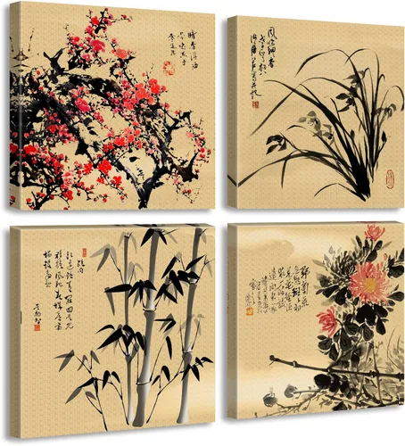 Miniatura 16 de JiazuGo - Decoración de pared para dormitorio con rosas rojas, arte de pared en blanco y negro, flores modernas para parejas, cuadros románticos