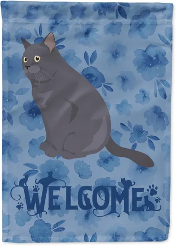 Miniatura 88 de Caroline's Treasures CK5047CHF Ojos Azules - Bandera de bienvenida con diseño de gato para casa de porche, grande, para colgar en la pared
