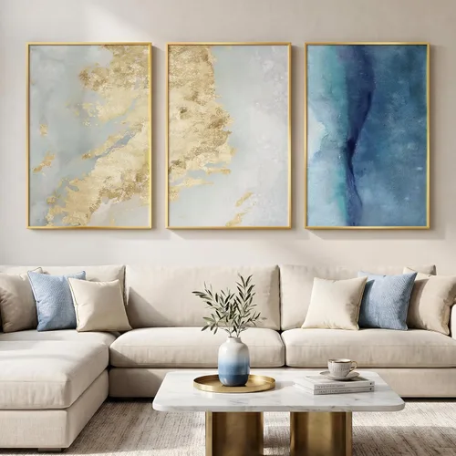 Miniatura 15 de Framed Sage Green Abstract Landscape Wall Art for Bedroom, 3 Piece Modern Canvas Prints Paintings Artwork for Walls, Minimalist Nature Pictures for