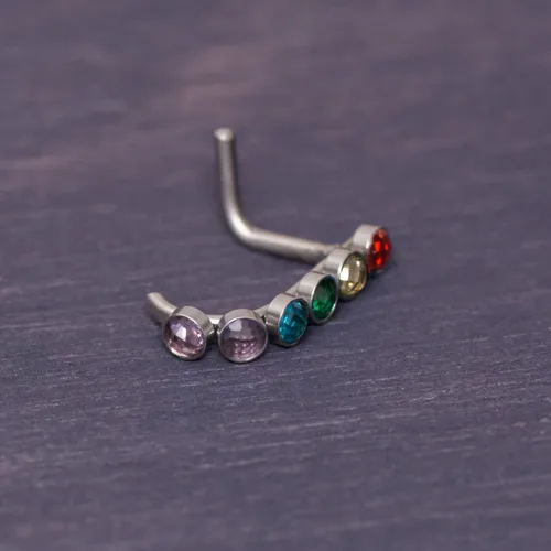 Miniatura 5 de Nose Ring with CZ - Surgical Steel Nose Earring