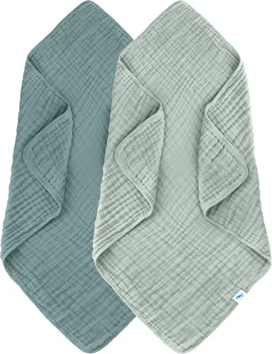 Miniatura 14 de SWEET DOLPHIN - Paquete de 2 toallas de baño de muselina para bebés y niños pequeños, manta 100% algodón, 40 x 40 pulgadas, altamente absorbentes