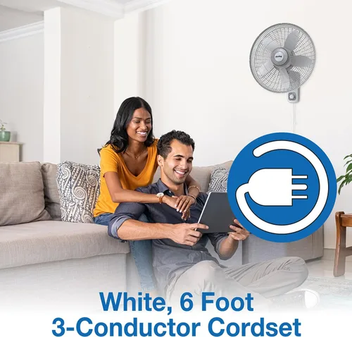 Miniatura 5 de Air King 9012 Ventilador oscilante de montaje en pared de grado comercial, 12 pulgadas, color blanco