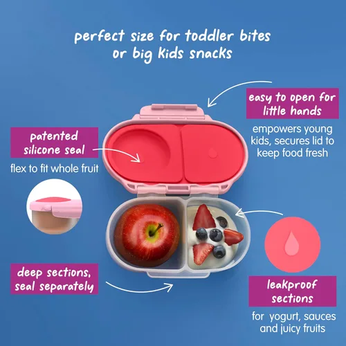 Miniatura 3 de b.box Caja de aperitivos – Mini caja Bento a prueba de fugas para niños y niños pequeños, recipientes de aperitivos de 2 compartimentos para niños