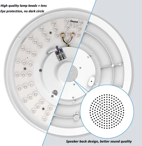 Miniatura 6 de Lámpara de techo con música WiFi mejorada con altavoz Bluetooth y control remoto, lámpara de techo regulable de 15 pulgadas compatible con Alexa