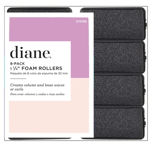 Diane Rodillos de espuma, Negro, 1.25", 8/bolsa
