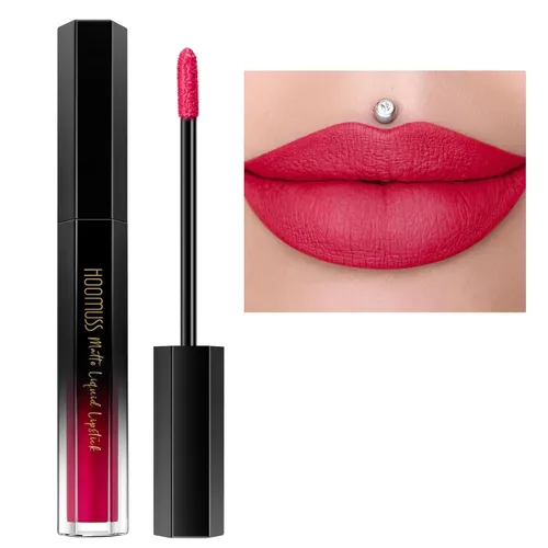 Miniatura 33 de Lápiz labial rojo de larga duración, pintalabios líquido mate para mujeres sin transferencia, a prueba de manchas, suave y fácil de aplicar