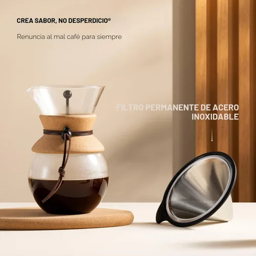 Miniatura 3 de Bodum Cafetera de Vertido de 34 onzas, Vidrio de Borosilicato Resistente al Calor con Filtro de Acero Inoxidable Reutilizable y Agarre de Corcho