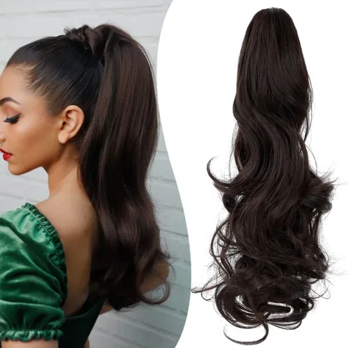 Extensión de cola de caballo con clip de garra, extensiones de cabello ondulado de 18 pulgadas, cola de caballo larga para mujer, extensiones de