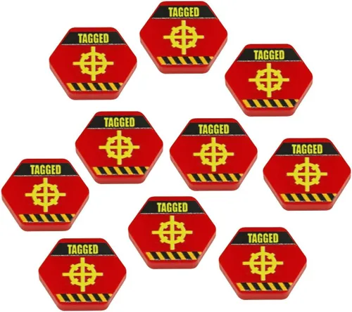 Miniatura 10 de LITKO Juego de fichas de efectos de daño Mecha Compatible con BattleTech Fichas hexagonales rojas (efectos de daño)