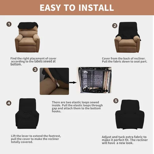 Miniatura 5 de Easy-Going - Funda 100 % impermeable doble para sofá reclinable, diseño jacquard, en 1 pieza, a prueba de derrames, para niños, mascotas, perros