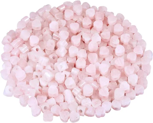 Miniatura 5 de TUMBEELLUWA Cuentas de piedra para hacer joyas, cuentas sueltas con forma de corazón de cristal curativo con agujero grande, paquete de 15, cuarzo
