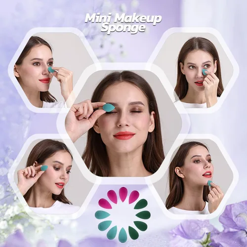 Miniatura 2 de Mini esponja de maquillaje de copos de nieve para aplicación detallada alrededor de los ojos y otras áreas, 12 unidades, sin látex, pequeñas Rojo