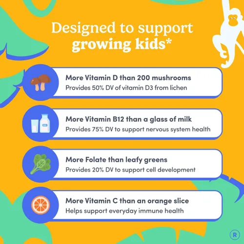 Miniatura 4 de FIRST DAY Gomitas multivitamínicas para niños a partir de 4 años, sabor a fresa y naranja - Vitaminas para niños, multivitamínicas gomosas A C D3 K2