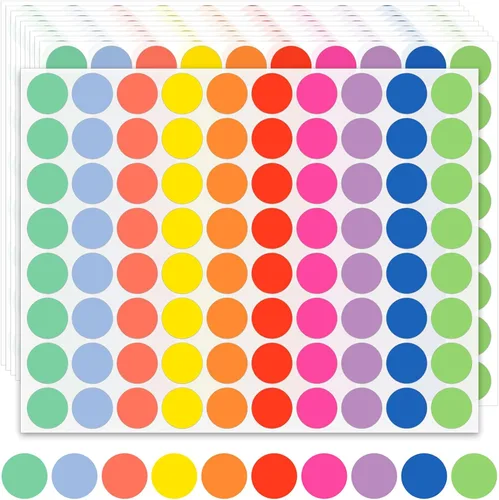 1600 calcomanías de puntos de colores de 3/4 pulgadas, etiquetas redondas de codificación de colores, etiquetas de lunares para oficina, 10 colores