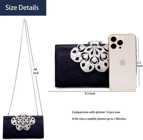 Miniatura 3 de Bolso de mano de noche para mujer, bolso de noche con cristales brillantes de diamantes de imitación, bolso de hombro, bolso formal para fiesta