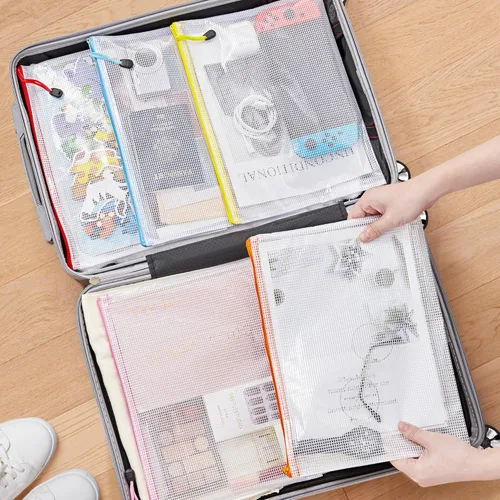 Miniatura 7 de JARLINK Paquete de 36 unidades tamaño carta A4 10 colores con cremallera de malla para documentos, bolsas de malla para juegos de mesa