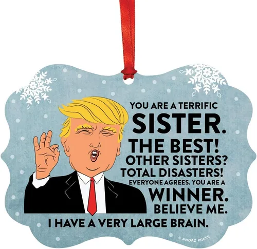 Miniatura 40 de Andaz Press Divertido presidente Donald Trump Fancy Frame Recuerdo Adorno de Navidad Regalo de mordaza, Perra fantástica, 1 paquete, ideas de regalo