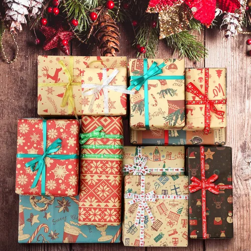 Miniatura 5 de Cintas de Navidad para envolver regalos, 60 yardas, cinta de grogrén plateado y dorado con purpurina para corona de Navidad, lazos y decoración
