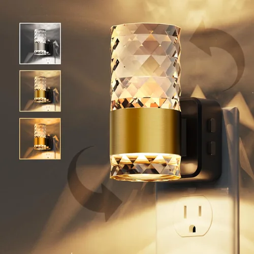 Miniatura 40 de Luces nocturnas que se enchufan a la pared, luz nocturna que cambia de color con enchufe giratorio, sensor de luz del atardecer al amanecer y brillo