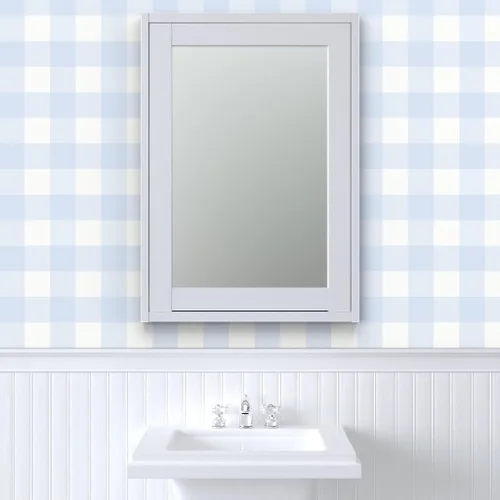 Miniatura 9 de Spoonflower Despegar y pegar papel tapiz Swatch - Azul Gingham grande Check Inch Niños Decoración del hogar Blanco Papel pintado extraíble