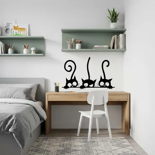 Miniatura 7 de Decaltor Calcomanía de pared de gato, calcomanía de pared de PVC impresa, decoración de pared Art Deco para el hogar y la oficina, lámina de vinilo
