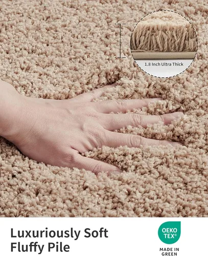 Miniatura 3 de ILANGO Alfombras de Baño Beige 32" × 20" Antideslizantes y Súper Absorbentes Extra Gruesas Suaves, Alfombra de Baño Lavable para Piso, Alfombra